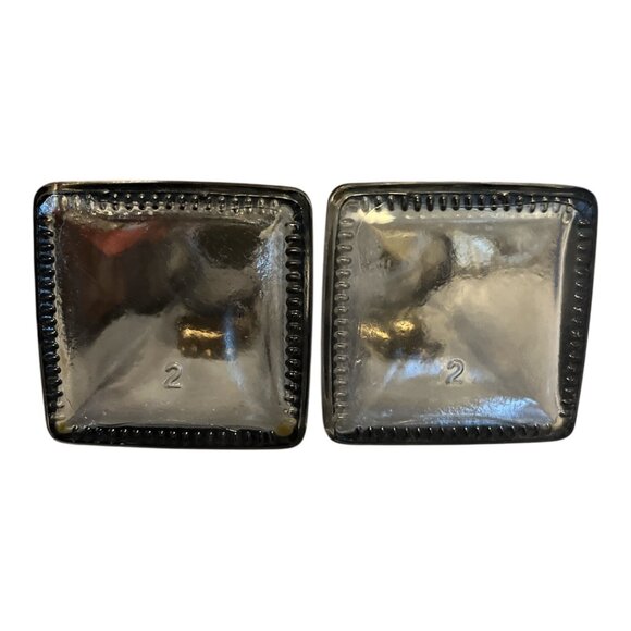 Vintage Square Glass Bottles with Brass Elephant Charms – 3.25” – Likely Used fo - Picture 3 of 4